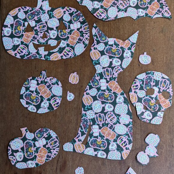 Hand Cut Halloween Autumn Pumpkin Themed Peel and Stick Decals - Picture 1 of 5